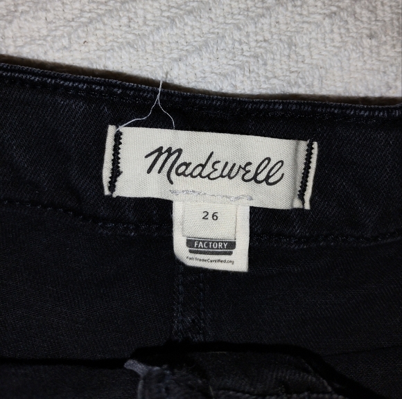 Madewell Black Denim Button Front Mini Skirt with Patch pockets size 26 - Picture 4 of 6